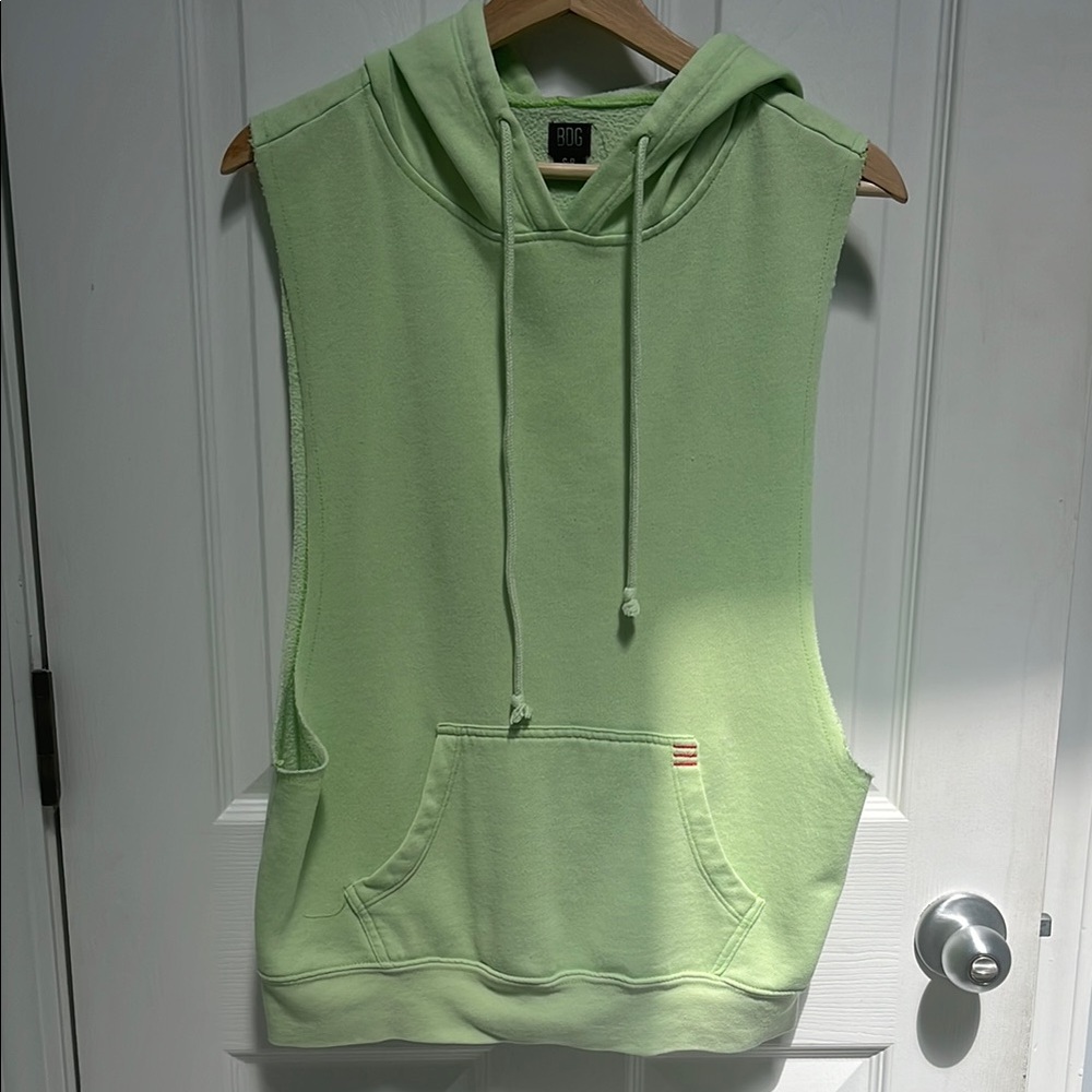 BDG Green Sleeveless Hoodie